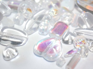 Czech Glass Bead mix 250g crystal&white